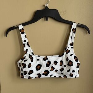 Xhilaration Ribbed Leopard Print Bikini Top Medium
